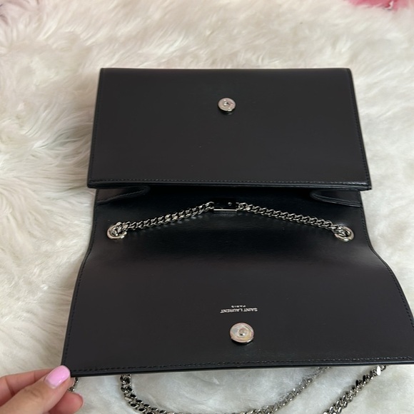 💯Authentic YSL Black Calfskin Printed Kate Medium, Black🍀 - Picture 8 of 17